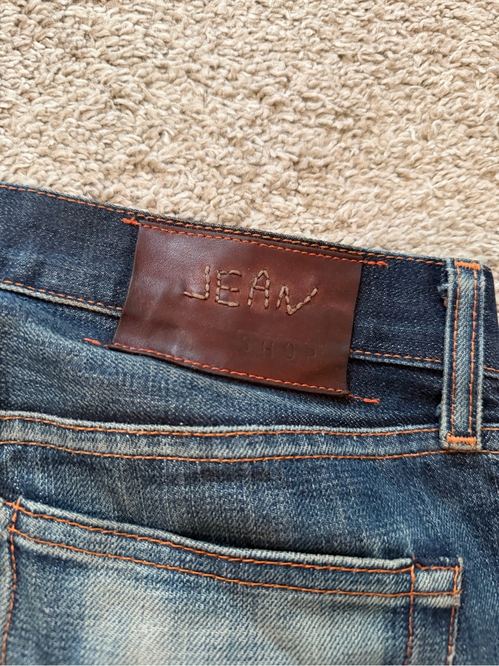 Men's Dark Blue Washed Denim Jeans with Contrast Stitching